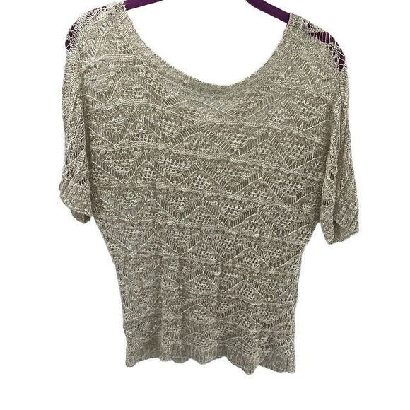 Maurices
open knit crochet boho ivory metallic copper sweater large - Picture 1 of 9